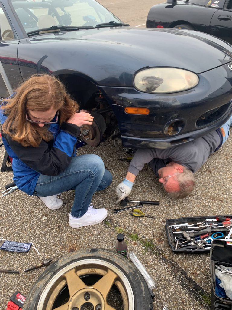Vicki just can't stop working on Miatas