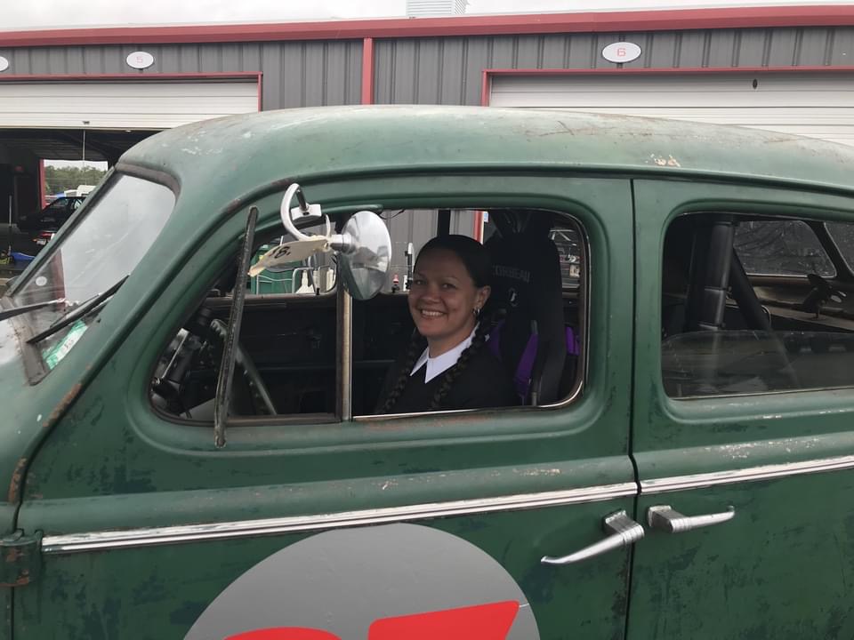 Amanda in her 1937 Buick