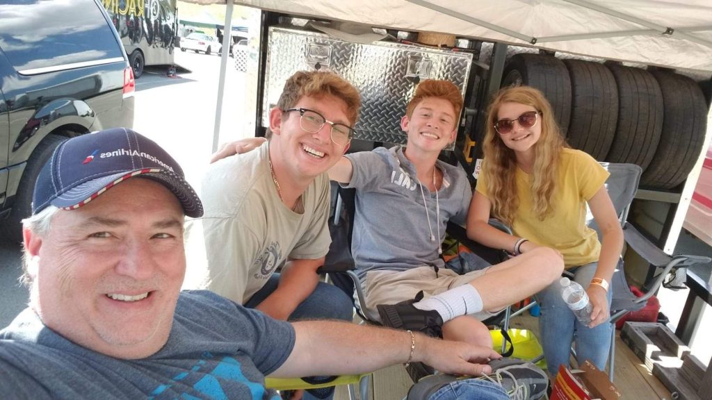 Tim Fokine at the track with his family